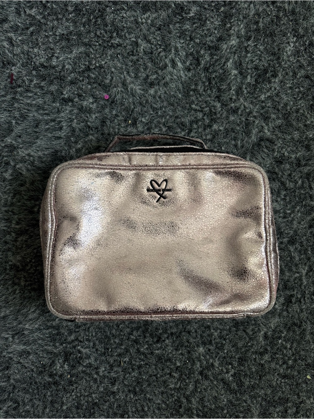 VS Metallic rose gold Cosmetic / Travel Case with Heart Logo